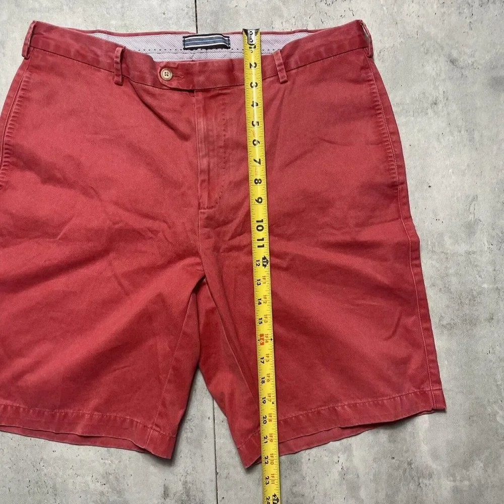 Peter Millar Shorts Pima Cotton Mens Sz 34 Red Golf Chino‎ Khaki Flat Front
